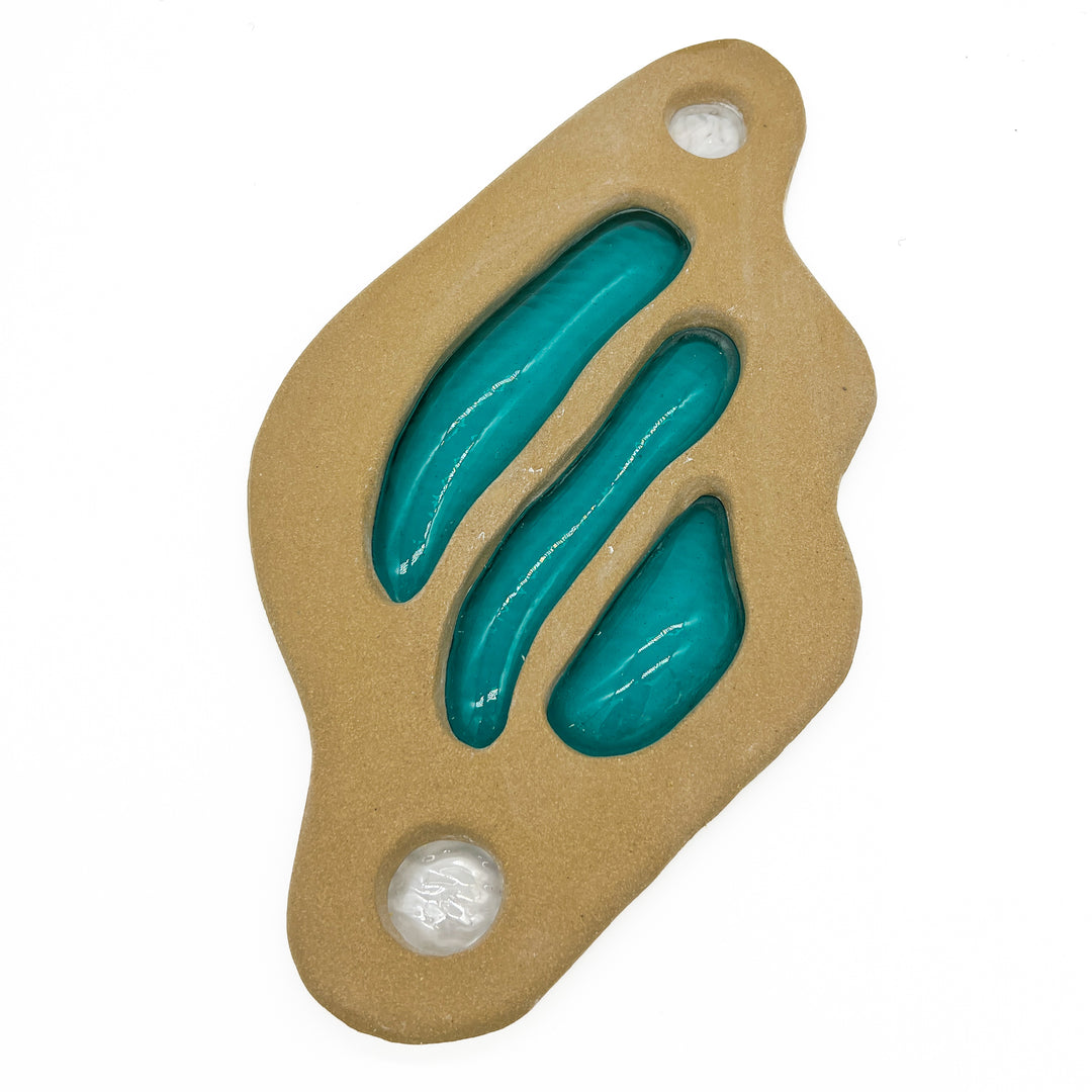 Large Tan and Aqua Wall Sculpture